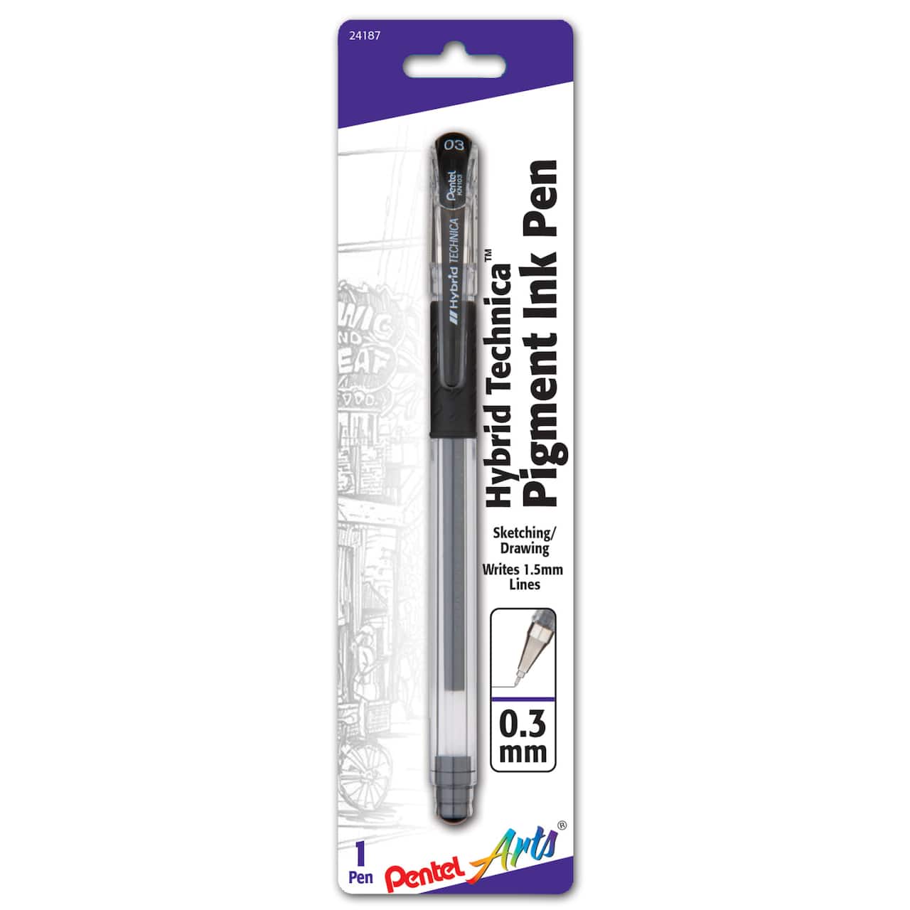 Pentel Arts® Hybrid Technica™ 0.3mm Black Gel Pen